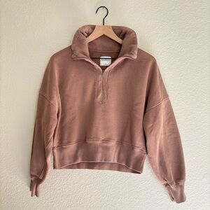 Abercrombie & Fitch Half Zip Sweatshirt in Warm Cocoa